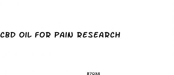 cbd oil for pain research