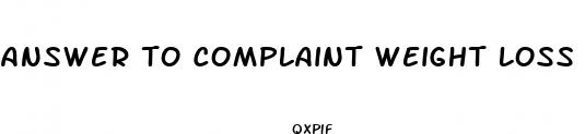 answer to complaint weight loss pills
