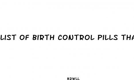 list of birth control pills that cause weight loss